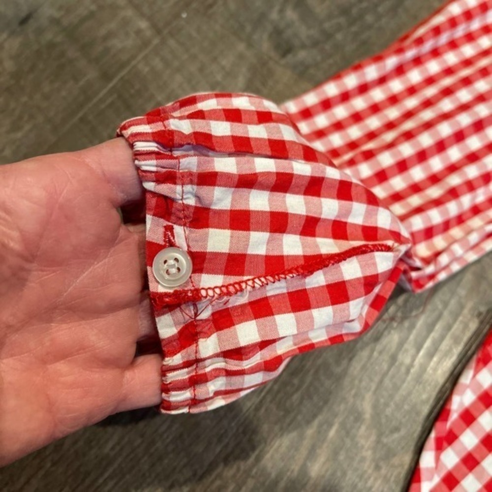 Stella Forest Gingham Embroidered Button Down Top - image 4